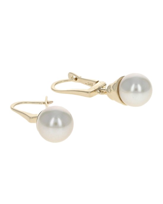 Cap Set Pearl Drop Earrings in Gold